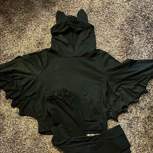 Black Bat Wing Hoodie and Pants Set